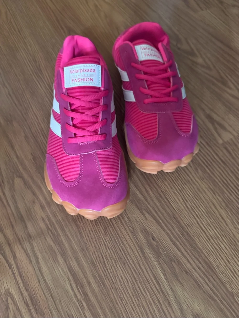 Women's Pink Fashion Sneakers with White Stripe